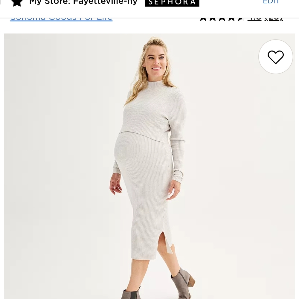 Sonoma Maternity Long Sleeve Ribbed Dress - Cream